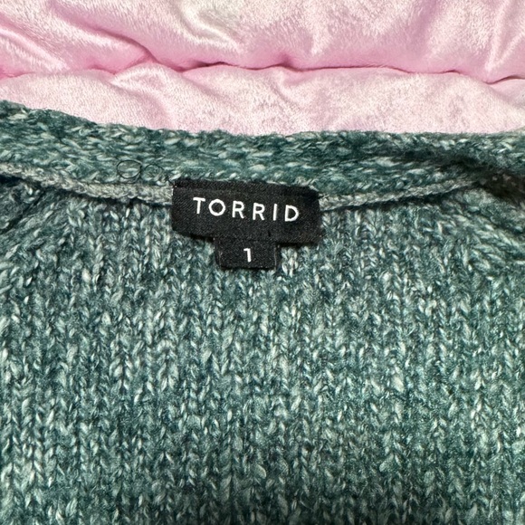 TORRID Womenβs Open Front Cardigan 1 (1X) olive green A cut super soft plus size - Picture 2 of 13
